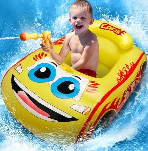 HopeRock Kids Pool Float with Water Gun,Inflatable Ride-on Swimming Pool Toy for Boys Aged 3-8 Years, Toddlers Pool Float Perfect for Summer Fun-Pool Float Kids, Ride-on Swimming Pool Toys（Yellow）