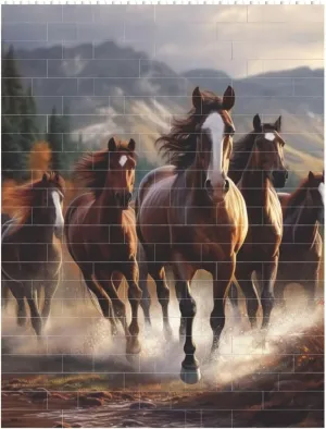 Horses Building Block Puzzle Personalized Building Bricks For Adults Square Shaped Block Puzzle Building Family Keepsake Diy Brick Block Puzzles Valentine'S Day Gifts For Home Decor Brick Puzzle