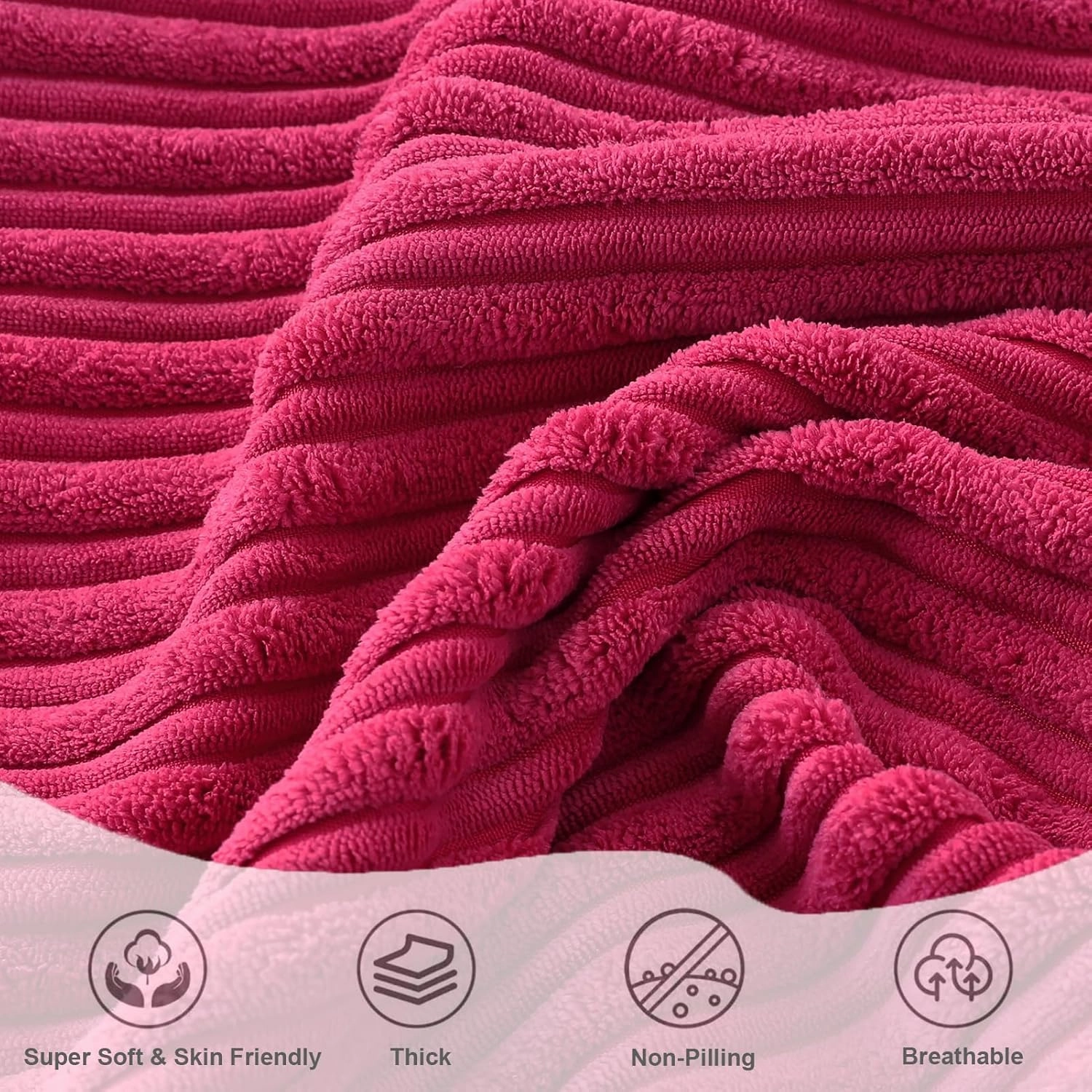 Hot Pink Pillow Covers 20x20 inch with Pom-poms Set of 2 Corduroy Farmhouse Boho Accent Decorative Throw Pillow Covers for Couch Bed Sofa