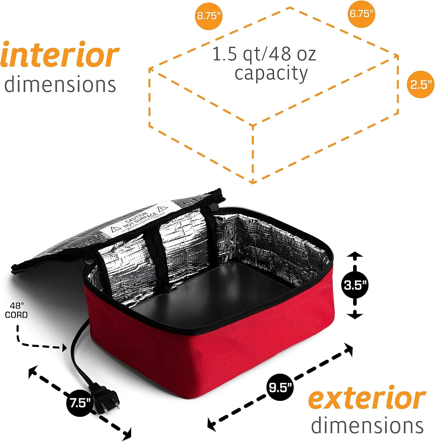 HOTLOGIC Mini Portable Electric Lunch Box Food Heater with Glass Container - Food Warmer and Heated Lunch Box for Adults Car/Home - Cook, Reheat, and Keep Your Food Warm - RED - 120V