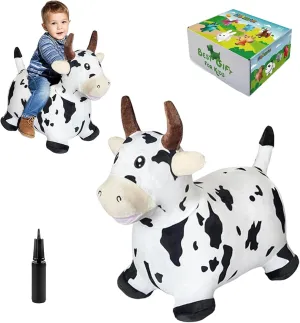 HotMax Bouncy Cow Hopping Toy, Removable Inflatable Plush Bouncing Horse for Toddlers, Outdoor Ride on Bouncy Farm Animals, Birthday Gift for 18 Months 2 3 4 Year Old Boy or Girl