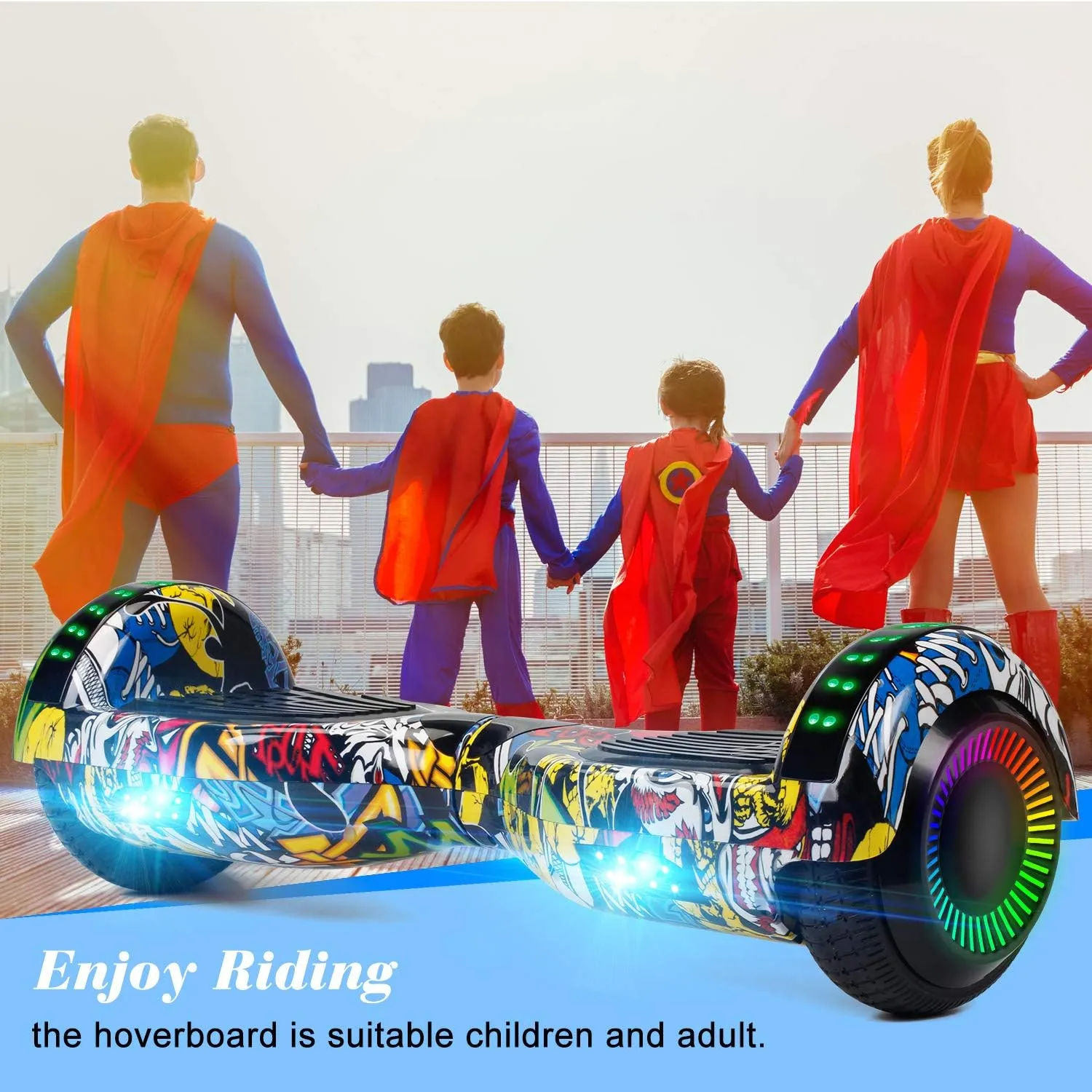 Hoverboard, 6.5 Inch Self Balancing Hoverboards with Bluetooth and Flashing LED Lights, Hover Board for Kids Teenagers
