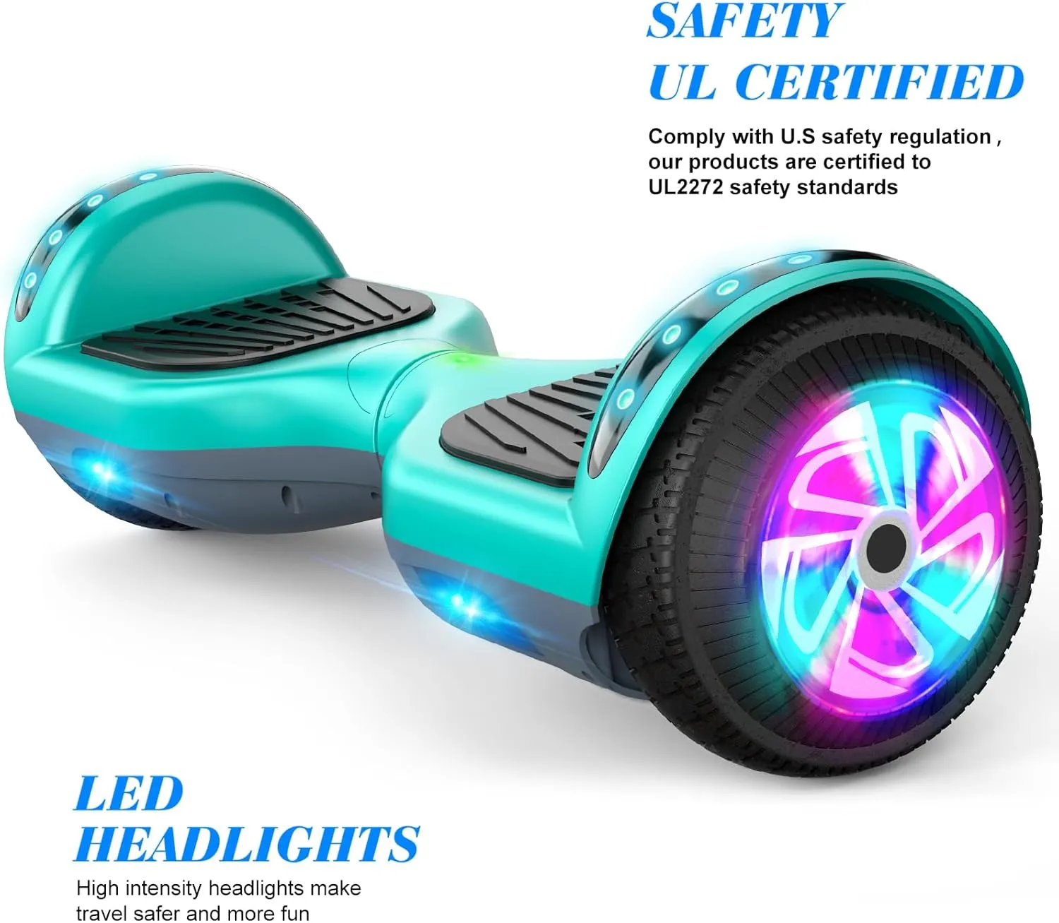 Hoverboard, 6.5 Inch Self Balancing Hoverboards with Bluetooth and Flashing LED Lights, Hover Board for Kids Teenagers