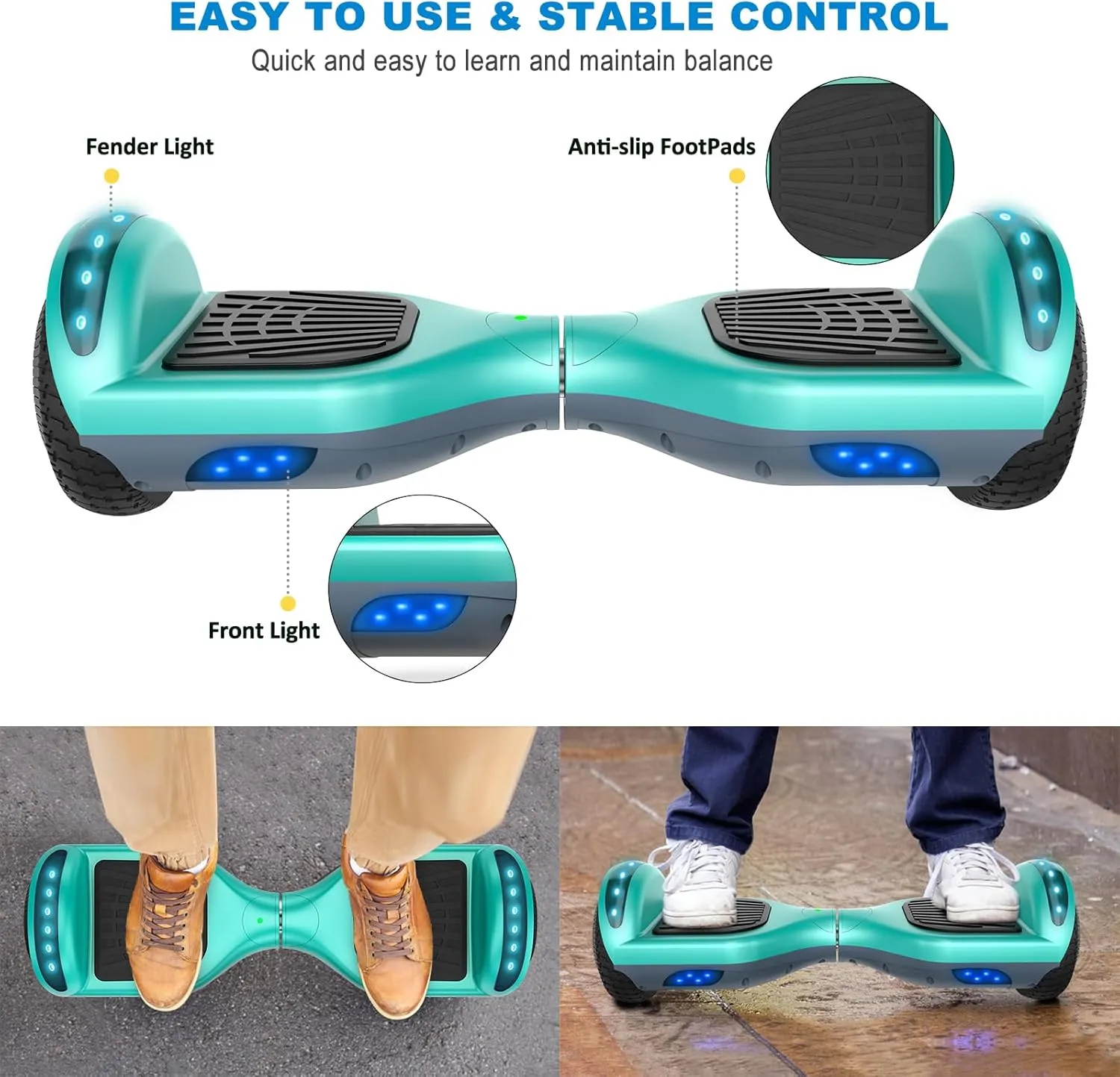 Hoverboard, 6.5 Inch Self Balancing Hoverboards with Bluetooth and Flashing LED Lights, Hover Board for Kids Teenagers