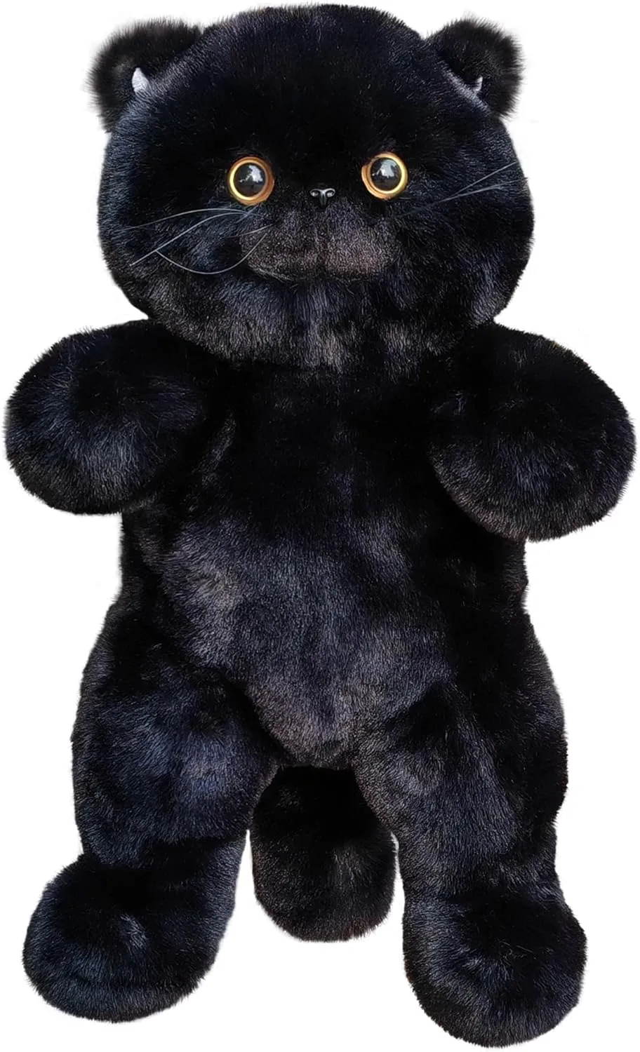 HUIJUFU Realistic Cat Plush Toy 45CM/18Inch- Stuffed Animal Plushie, Lifelike Stuffed Cat, Soft Plush Toy, Peluche de Gato(Black)