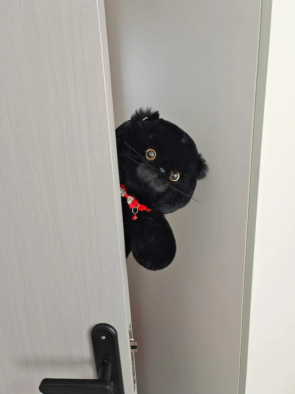 HUIJUFU Realistic Cat Plush Toy 45CM/18Inch- Stuffed Animal Plushie, Lifelike Stuffed Cat, Soft Plush Toy, Peluche de Gato(Black)