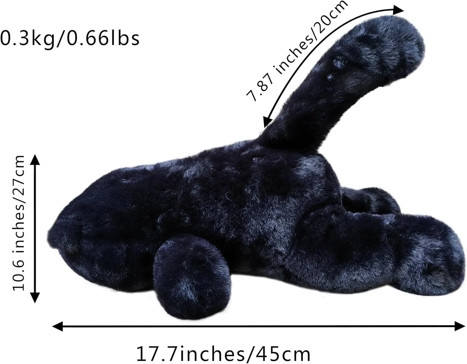 HUIJUFU Realistic Cat Plush Toy 45CM/18Inch- Stuffed Animal Plushie, Lifelike Stuffed Cat, Soft Plush Toy, Peluche de Gato(Black)