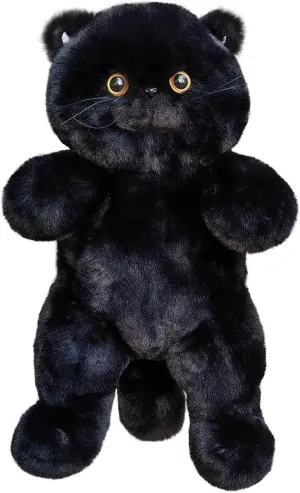 HUIJUFU Realistic Cat Plush Toy 45CM/18Inch- Stuffed Animal Plushie, Lifelike Stuffed Cat, Soft Plush Toy, Peluche de Gato(Black)