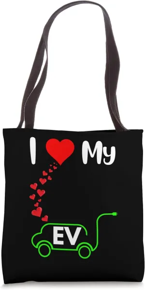 I love EV funny electric car owner zero emission renewable Tote Bag