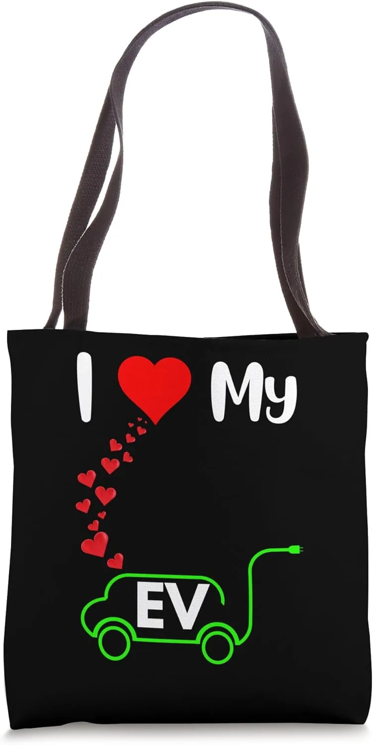 I love EV funny electric car owner zero emission renewable Tote Bag