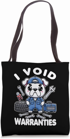 I Void Warranties Funny Mechanic Bulldog Garage Automotive Tote Bag