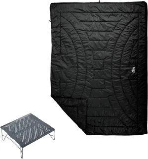iClimb 1 3M Thinsulate Insulation Warm Camping Blanket and 1 Solo Mini Folding Table Bundle, Ultralight Compact for Single Person Outdoor Backpacking Beach Camping Concert