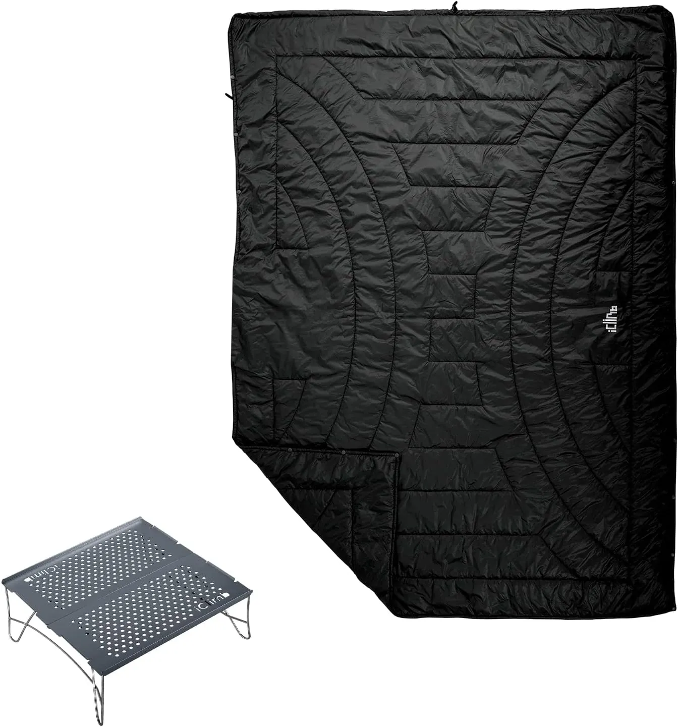 iClimb 1 3M Thinsulate Insulation Warm Camping Blanket and 1 Solo Mini Folding Table Bundle, Ultralight Compact for Single Person Outdoor Backpacking Beach Camping Concert
