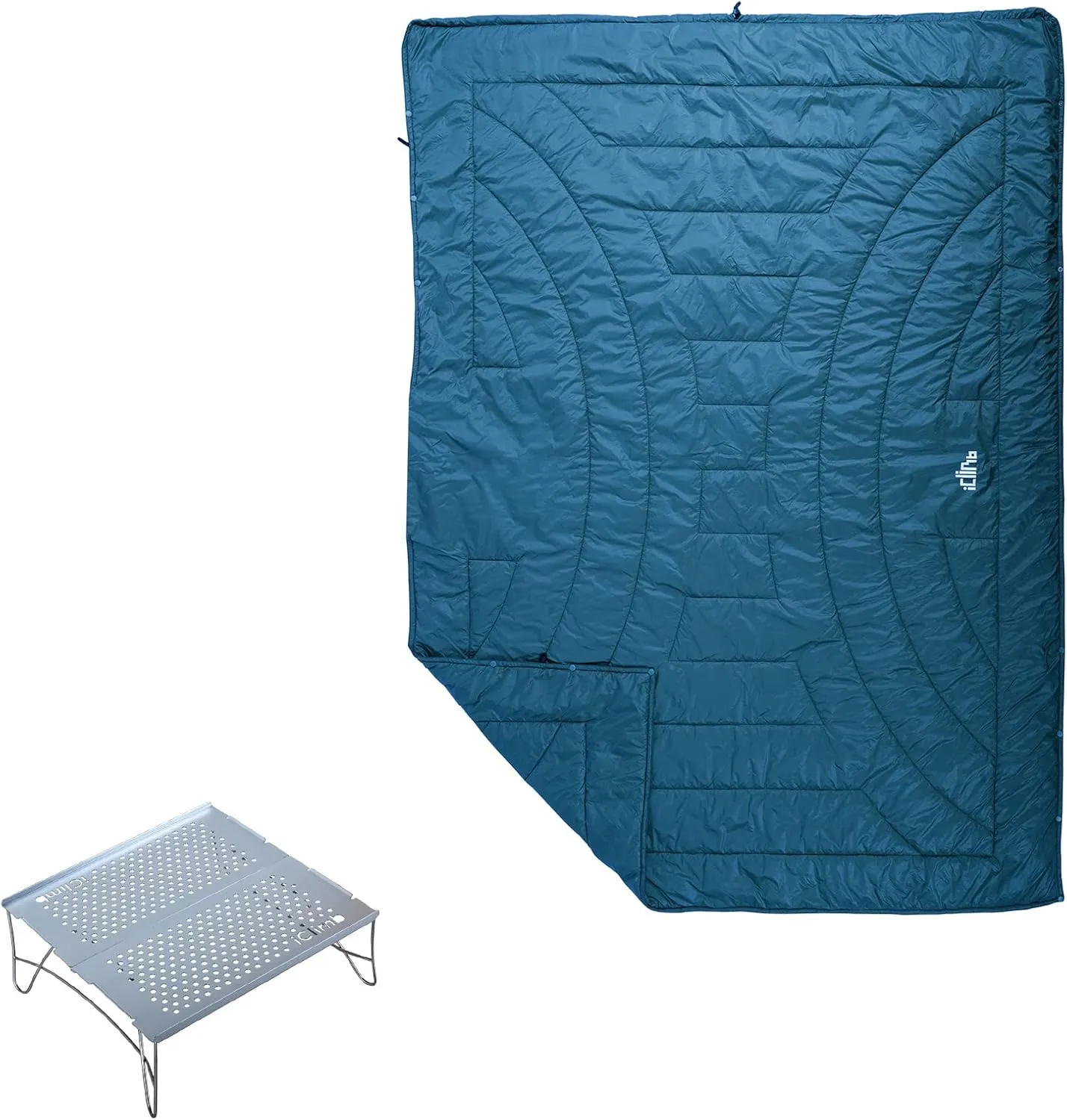 iClimb 1 3M Thinsulate Insulation Warm Camping Blanket and 1 Solo Mini Folding Table Bundle, Ultralight Compact for Solo Adult Outdoor Backpacking Beach Camping Concert
