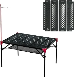 iClimb 1 Extendable Folding Table with Lantern Hanger and 1 Pack Connecting Plates Bundle, Ultralight Compact for Adults Outdoor Camping Backpacking Hiking Beach Concert BBQ Party Concert