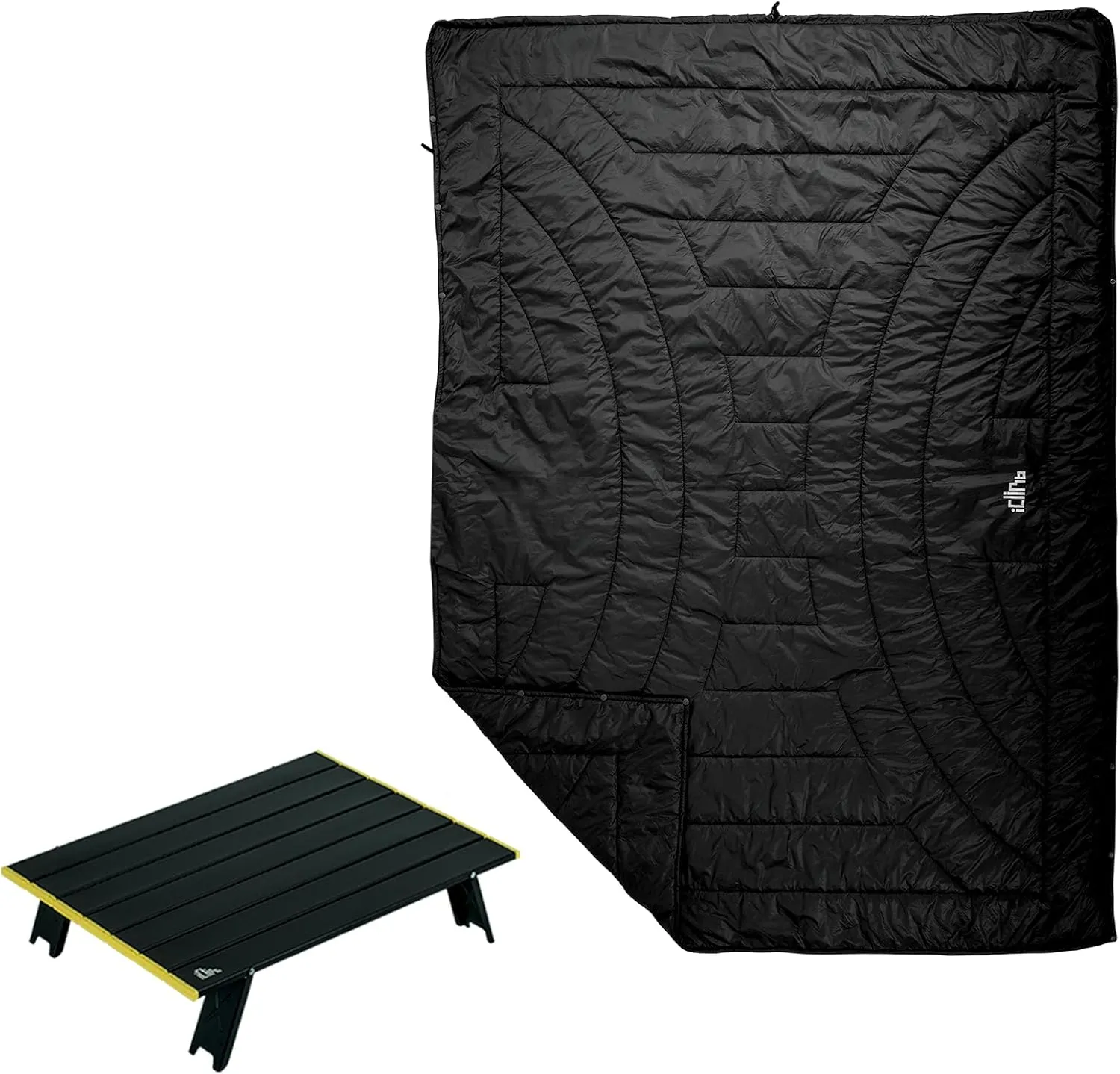 iClimb 1 Mini Folding Table and 1 3M Thinsulate Insulation Warm Camping Blanket Bundle, Ultralight Compact for Adults Outdoor Backpacking Camping Hiking Beach Concert Picnic