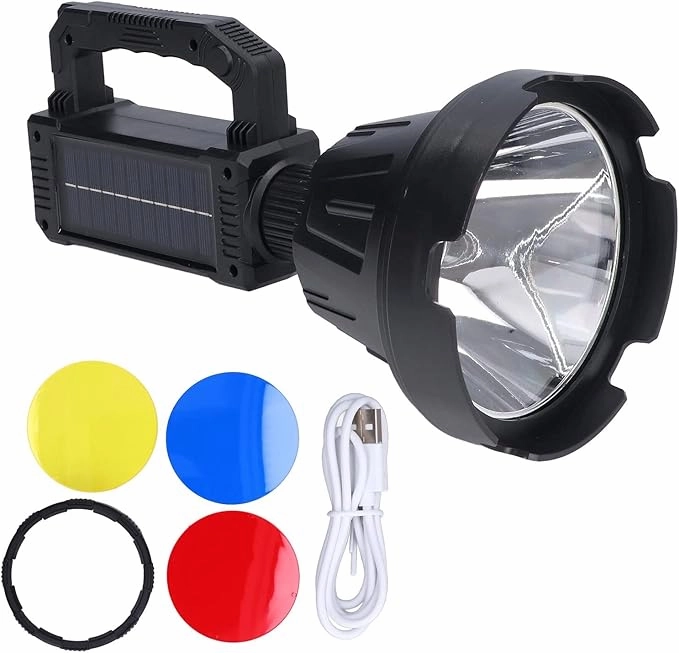 ICRPSTU Rechargeable Spotlight Waterproof LED Handheld Flashlight with 6 Lighting Modes for Adventure Travel Hiking Camping