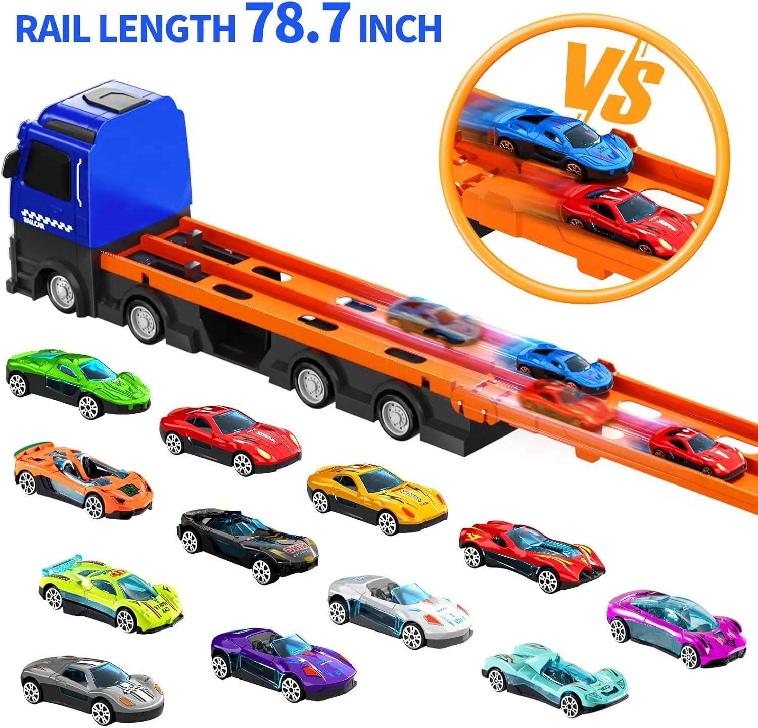IHAHA 78 inches Transport Truck with 12pcs Die-Cast Cars Toys, Cars Toddler Toys Gifts for 3 4 5 6 7 Years Old Boys Girls Kids, Boys Toys Age 3-5 4-7