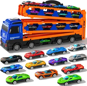 IHAHA 78 inches Transport Truck with 12pcs Die-Cast Cars Toys, Cars Toddler Toys Gifts for 3 4 5 6 7 Years Old Boys Girls Kids, Boys Toys Age 3-5 4-7