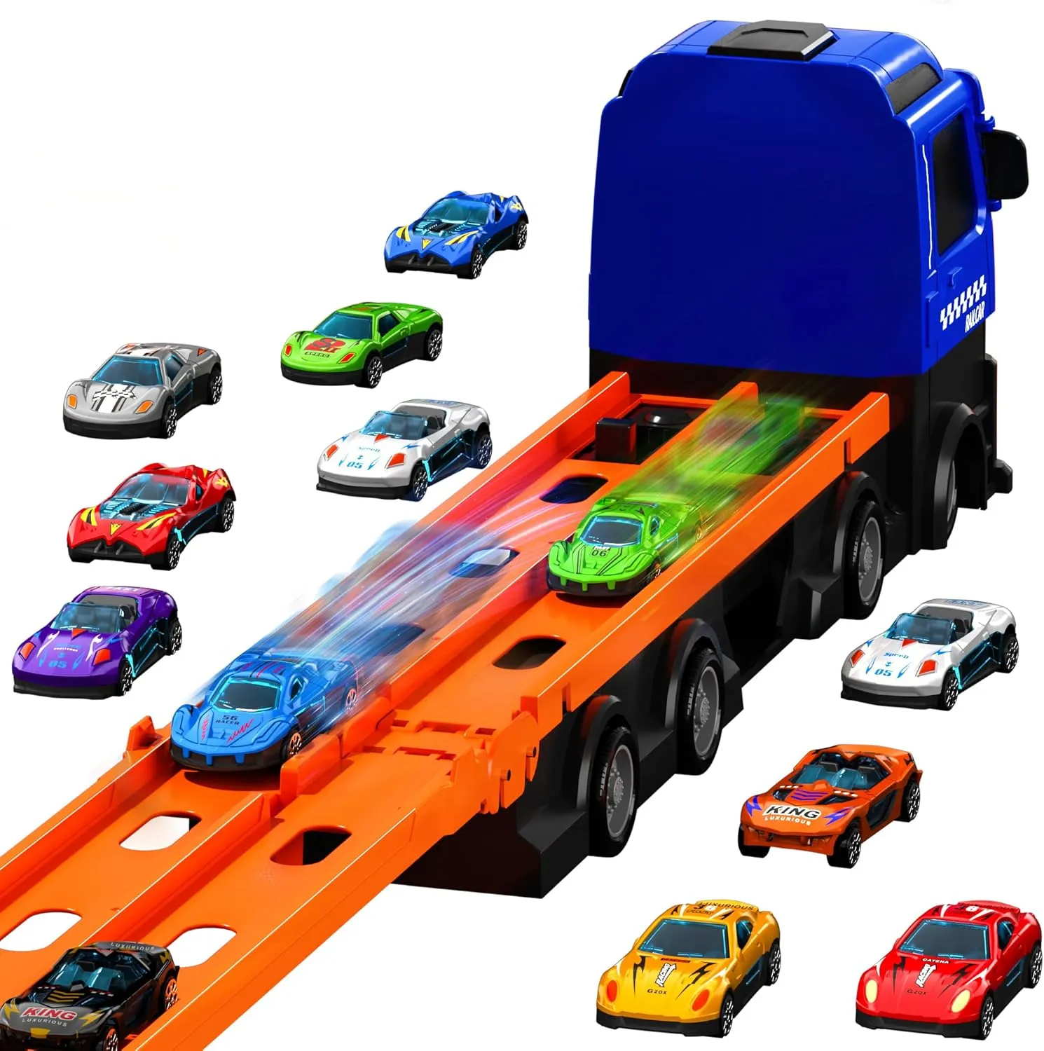 IHAHA 78 inches Transport Truck with 12pcs Die-Cast Cars Toys, Cars Toddler Toys Gifts for 3 4 5 6 7 Years Old Boys Girls Kids, Boys Toys Age 3-5 4-7