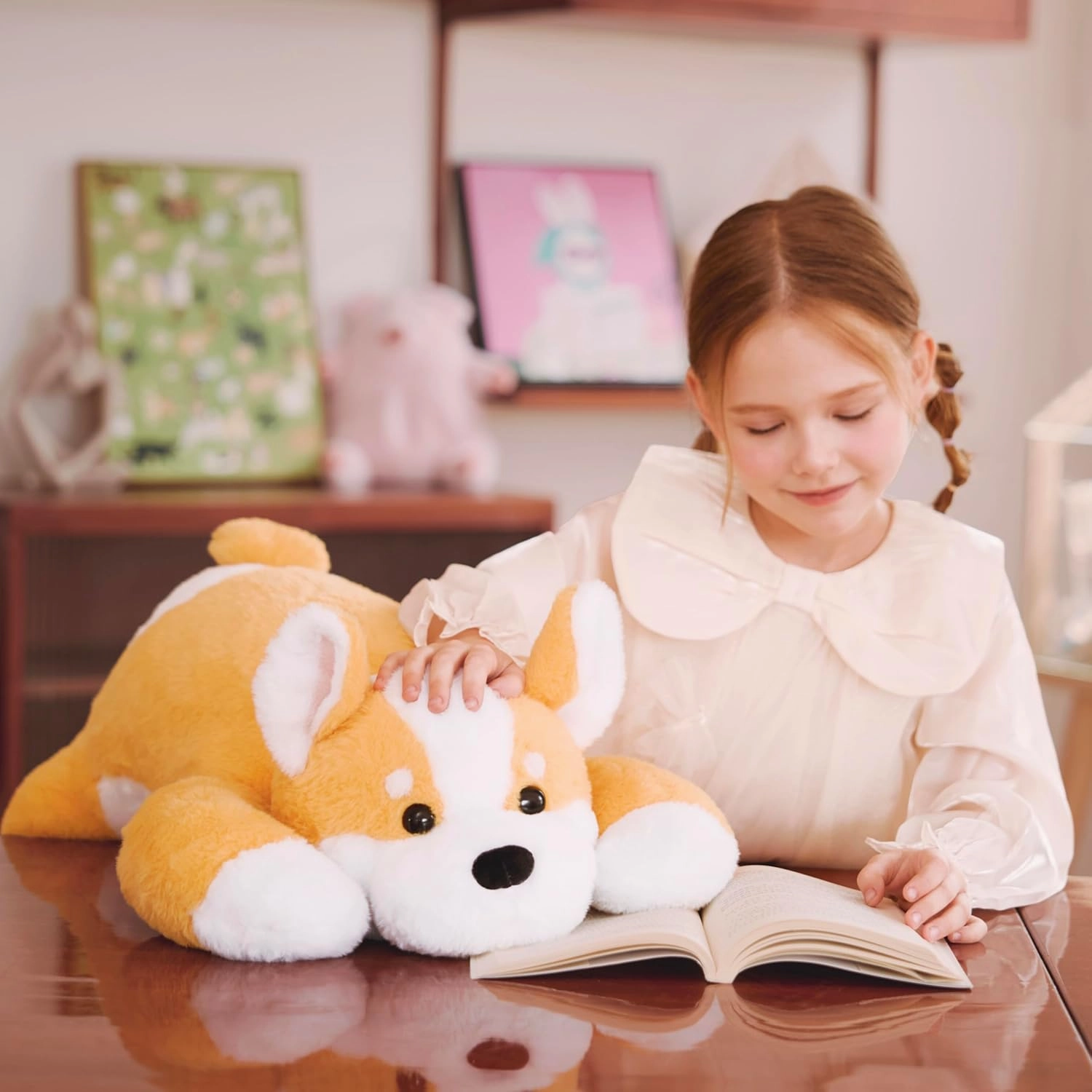 IKASA 5lbs Weighted Stuffed Animal Corgi Dog,26 inches Plush Toy Giant Large Big Jumbo Soft Puppy,Huge Size Cute Fat Plushie,Gift for Kids
