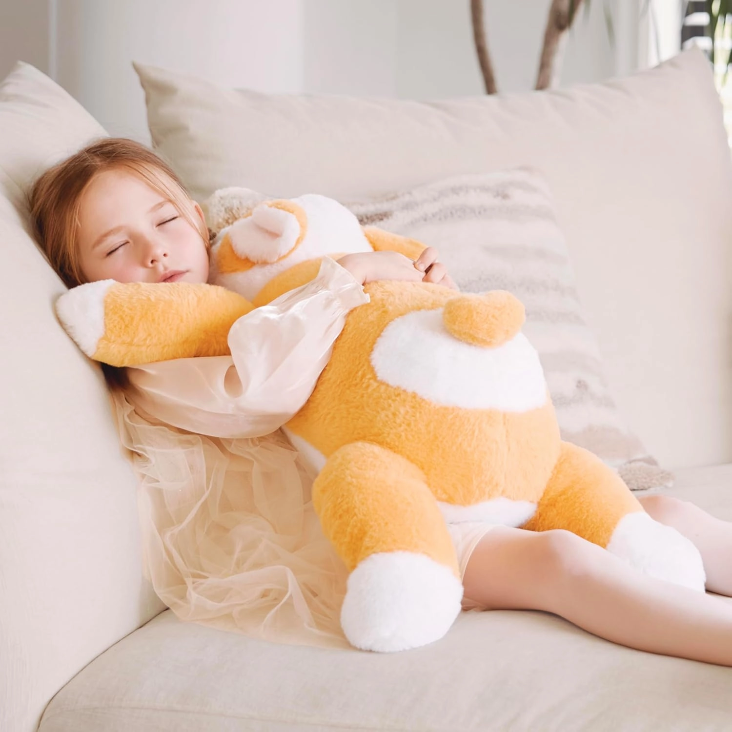 IKASA 5lbs Weighted Stuffed Animal Corgi Dog,26 inches Plush Toy Giant Large Big Jumbo Soft Puppy,Huge Size Cute Fat Plushie,Gift for Kids