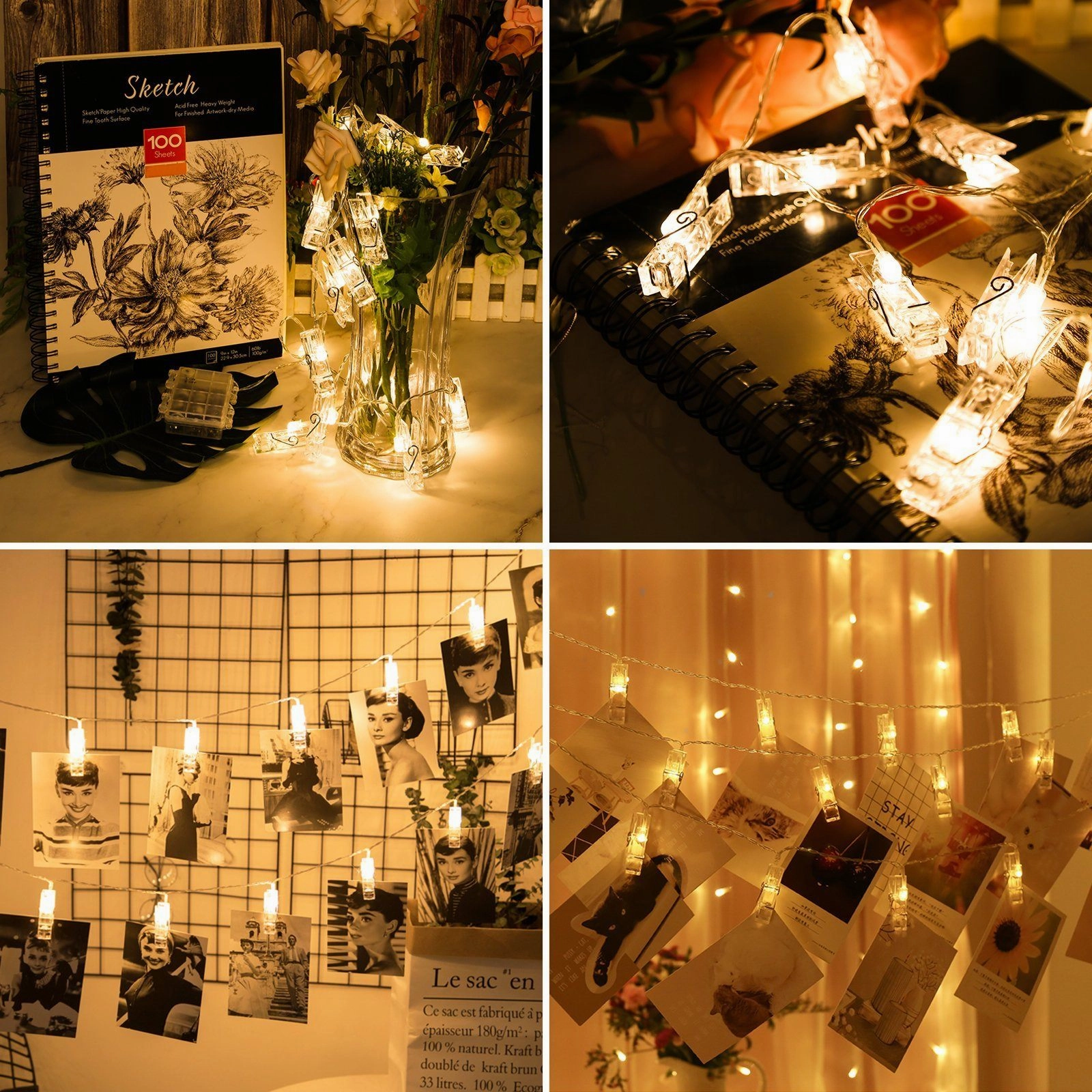 IMAGE 7ft 20 Photo Clips LED String Lights