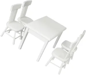 IMIKEYA 1set Miniature Dollhouse Furniture Set Wooden Table Chair Decor for Boys and Girls Playhouse Simulated Furniture for Creative Play for Fairy Gardens and DIY Projects