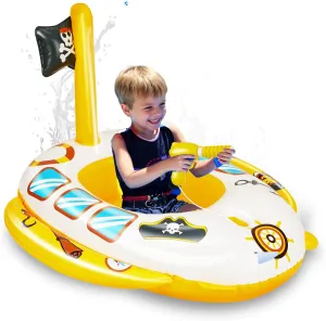 Inflatable Pool Floats Kids - Pool Floaties Swimming Pool Navy Model with 26 Inch Corded Water Gun for Boys Girls Kids for Toddlers Ages 3-8, Pool Floaties for Summer Party Toys