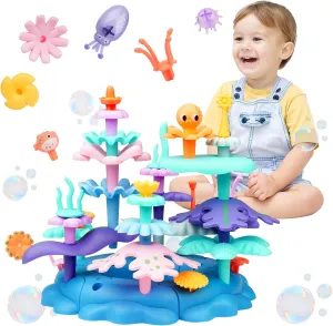 INKLAB Birthday Gifts for 3 4 5 6 7 Years Old Toddlers Girls Boys - Marine Life Building Stacking Toys | STEM Preschool Educational Pretend Play | Learning Toys for Kids Age 3  (Small - 38pcs)