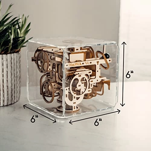 Intrism Mini - 3D Puzzle & Wooden Marble Maze for Kids & Adults, Ages 12 , Labyrinth Gravity Maze Game - Brain Teaser Gift, 6" Maze Cube Puzzle Box