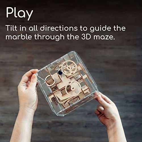 Intrism Mini - 3D Puzzle & Wooden Marble Maze for Kids & Adults, Ages 12 , Labyrinth Gravity Maze Game - Brain Teaser Gift, 6" Maze Cube Puzzle Box