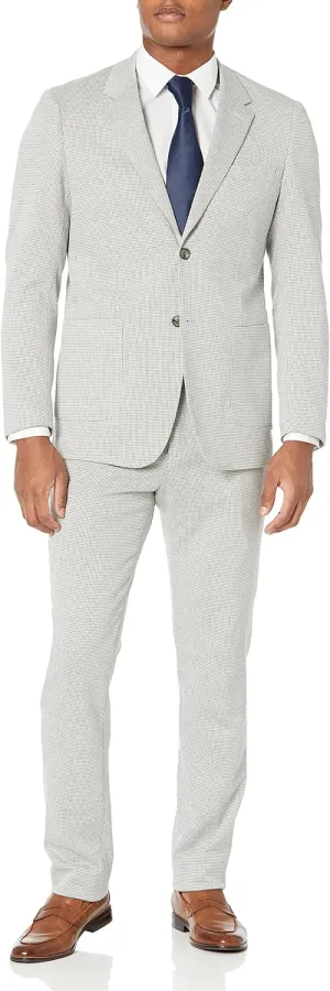 Isaac Mizrahi Men's Slim Fit Mini-Houndstooth Jacket and Pant Suit Set