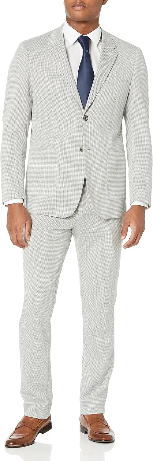 Isaac Mizrahi Men's Slim Fit Mini-Houndstooth Jacket and Pant Suit Set