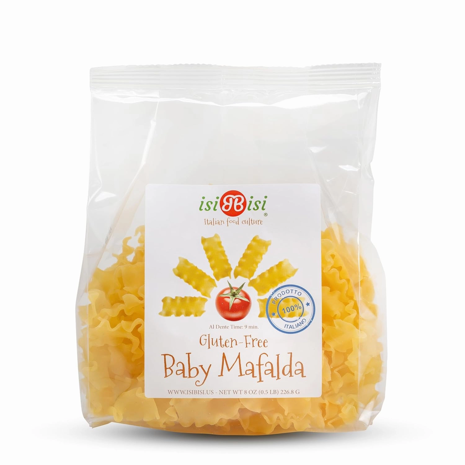 isiBisi Gluten Free Mafalda Pasta - Mini Lasagna Noodles Made With Corn Flour and Rice Flour - Authentic, Healthy Italian Pasta - Vegan, Non-GMO, Organic Artisanal Pasta, Made in Italy (8 oz.)