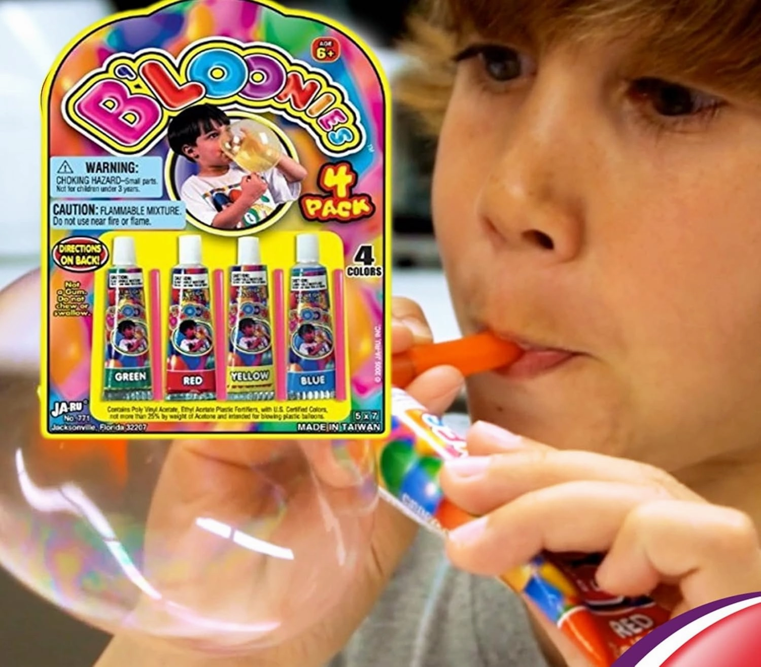 JA-RU Original Bloonies Plastic Bubbles Kids Toys(12 Pack, 48 Tube) Blow up Balloons w/Straw. Retro Classic Fidget Toy Pack. Bulk Party Favors & Birthday Party Supplies. 771-12A