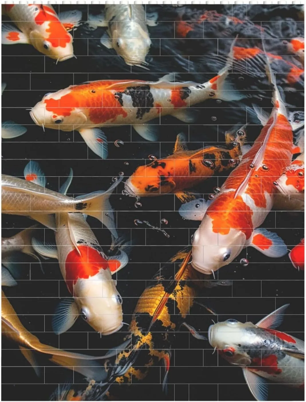 Japan Fancy Koi Carp Fishes Building Block Puzzle Personalized Building Bricks Block Puzzle Building Family Keepsake DIY Brick Block Puzzles Valentine's Day Gifts for Home Decor Brick Puzzle