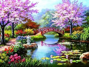 JAPANESE FLOWER GARDEN IN BLOOM 300 PIECE JIGSAW PUZZLE