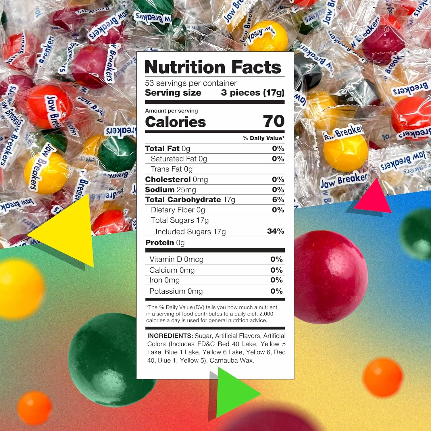 Jawbreakers Hard Candy | 2 Pound Bag - Approx. 150 Count | Fruit Flavored Assortment