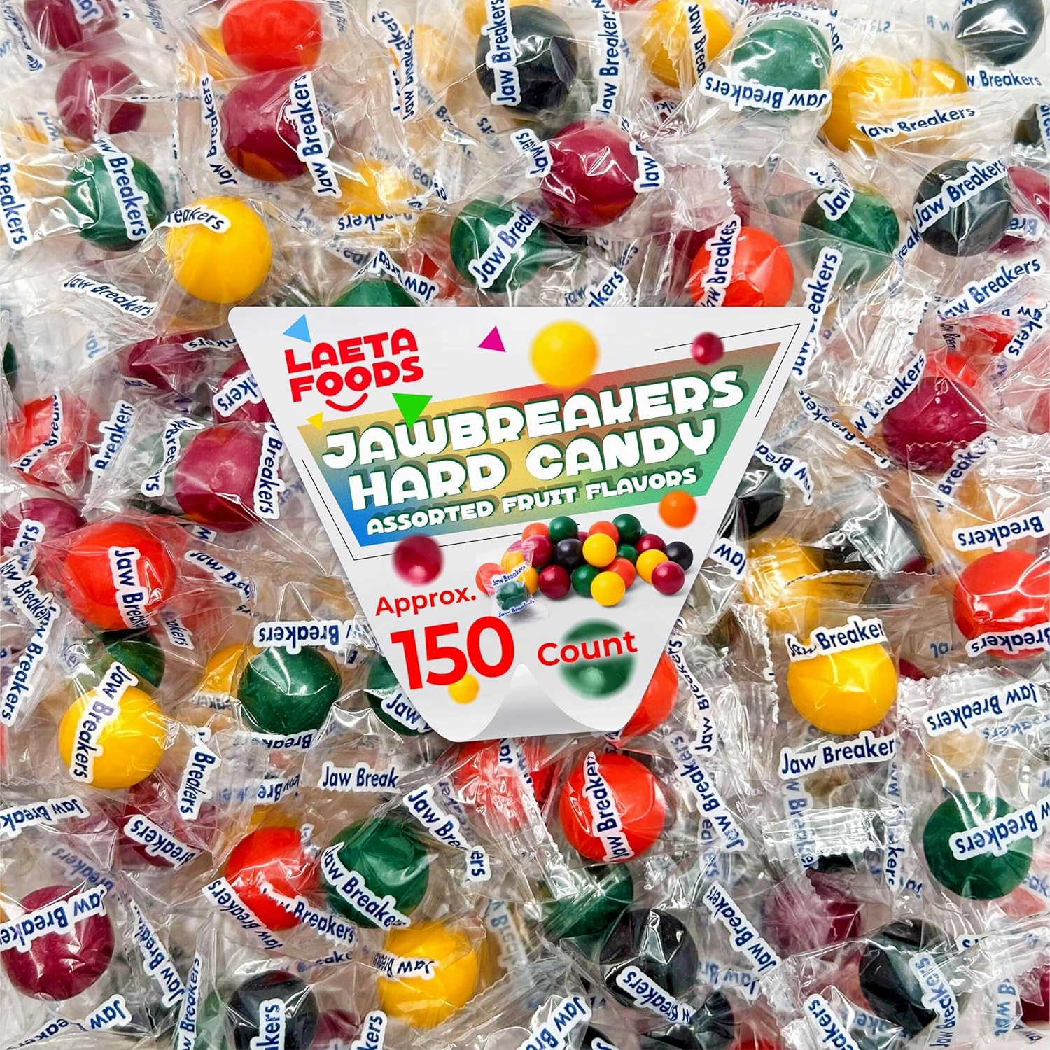 Jawbreakers Hard Candy | 2 Pound Bag - Approx. 150 Count | Fruit Flavored Assortment