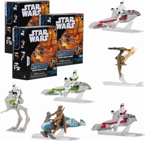 Jazwares Star Wars Micro Galaxy Squadron Scout Class Blind Box, 3-Pack - Series 6 - Receive 3 of 6 Assorted Collectible 2.5" Vehicles & 1" Figure - Kids, Teens, Adults, Men, Father's Day, Dad - 8 
