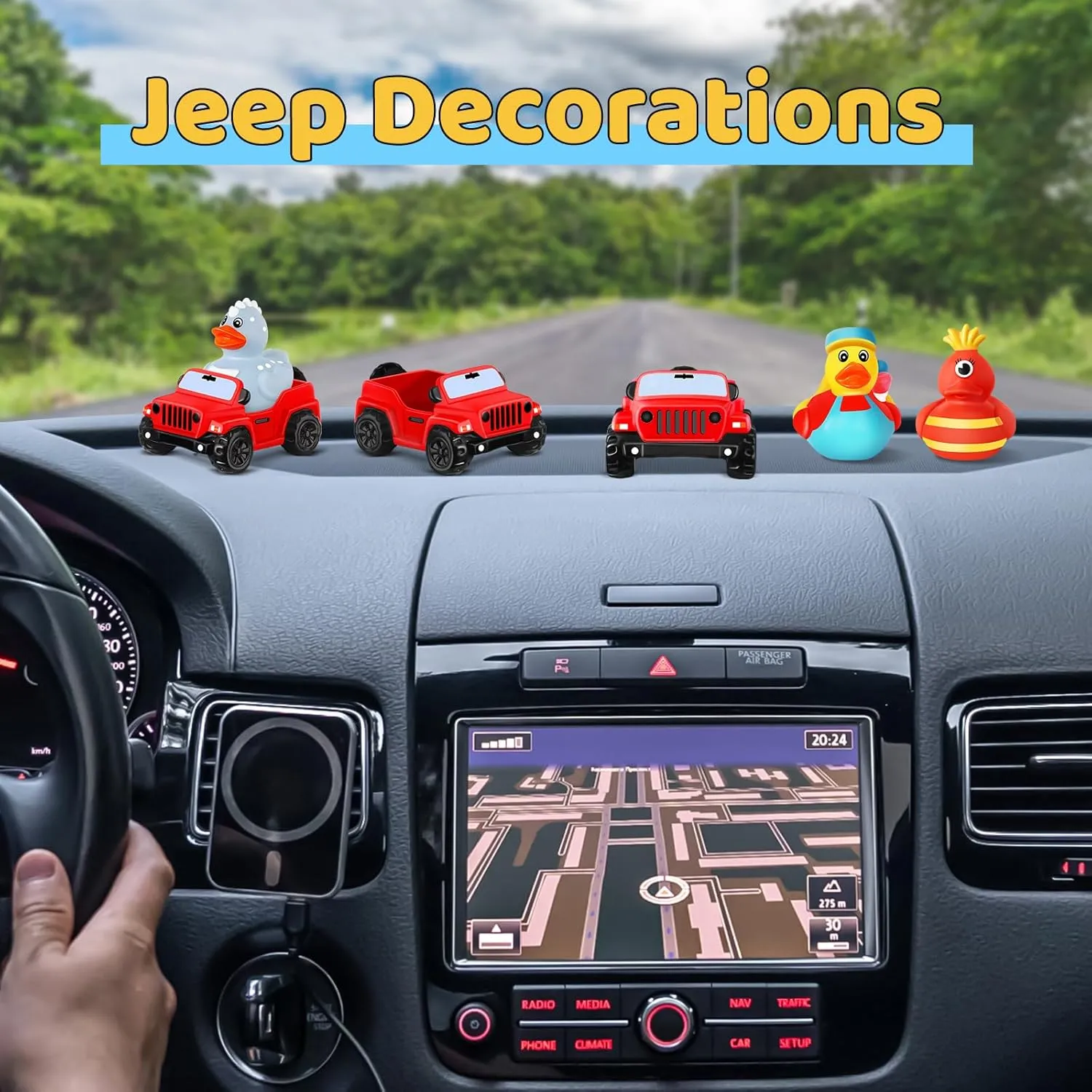 Jeep for Rubber Ducks, 3.5 Inch Jeep Toy Match Most 2 in Rubber Ducks, Jeep Toy for Jeep Dashboard Decorations Accessory Jeep Duck Collection, Summer Party Favor, Birthday Gifts (Red)