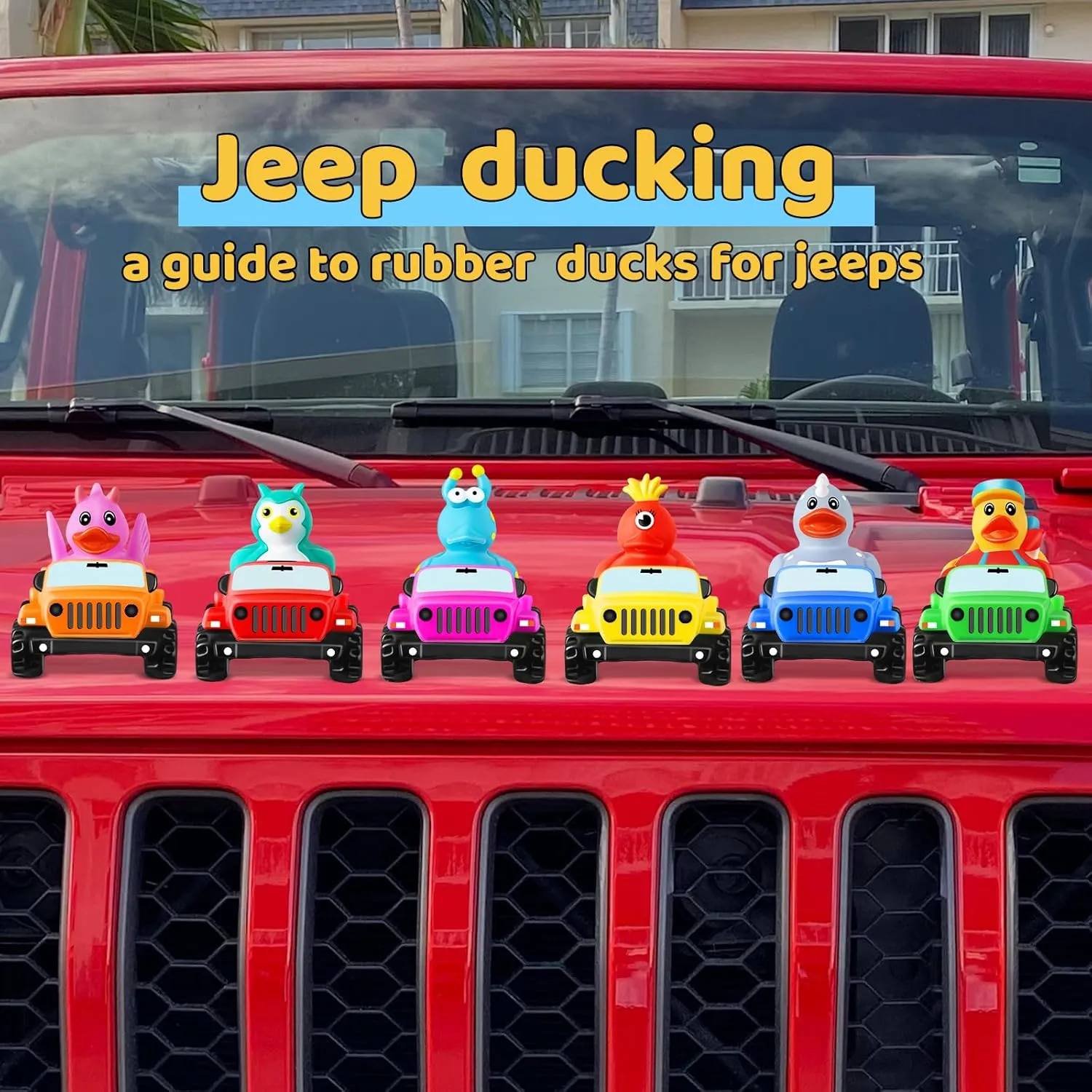 Jeep for Rubber Ducks, 3.5 Inch Jeep Toy Match Most 2 in Rubber Ducks, Jeep Toy for Jeep Dashboard Decorations Accessory Jeep Duck Collection, Summer Party Favor, Birthday Gifts (Red)