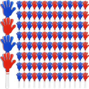 Jenaai 120 Pcs Hand Clapper Bulk Noise Makers Red White Blue 7.5 Inch Clapping Hands Party Favors Plastic Noisemakers Noise Maker Toy for Kids Sports Game Events Birthday Supplies Accessories