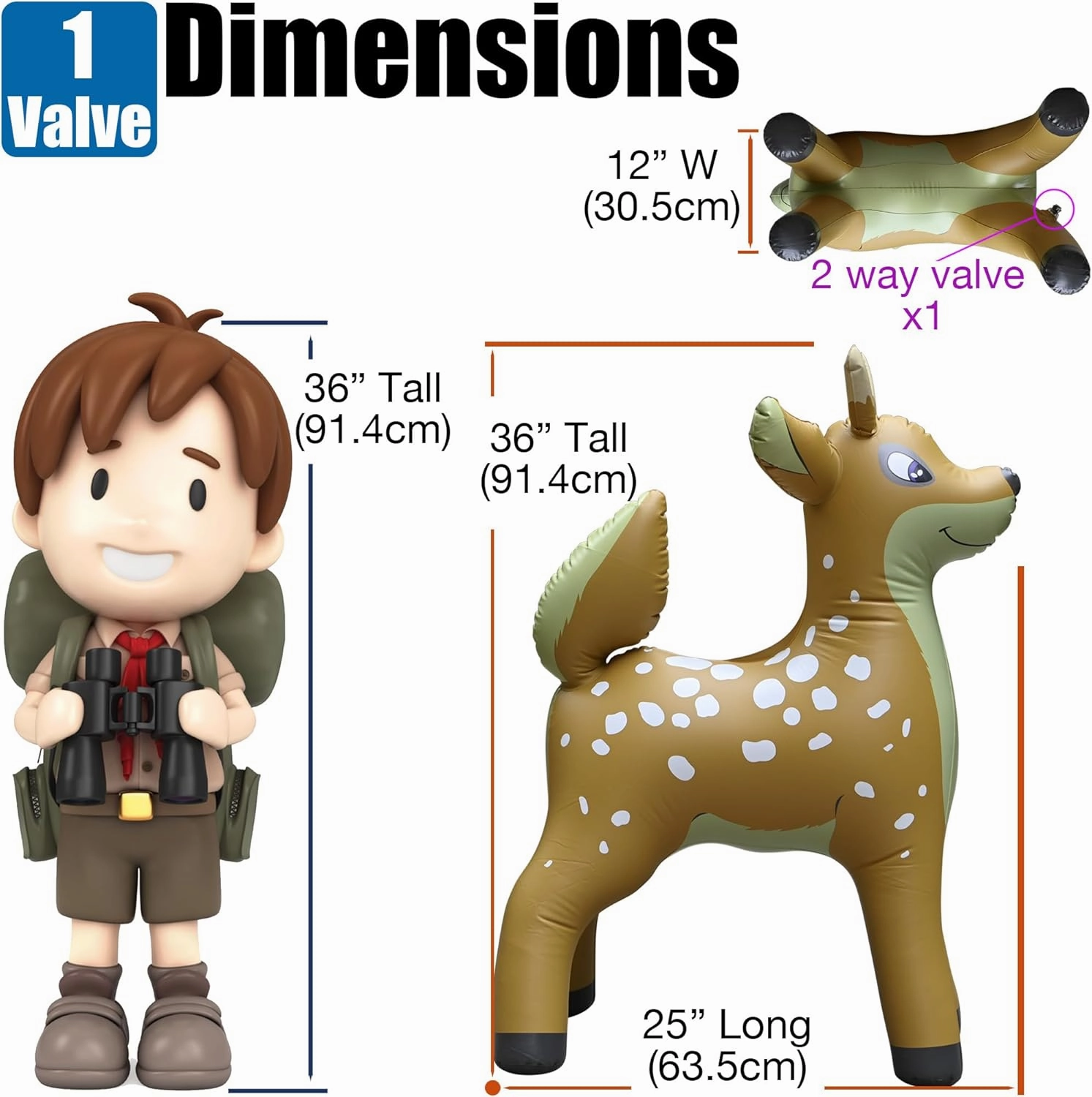 Jet Creations Inflatable 36" H Deer – Large Blow-Up Animal Toy, Party Decoration, Birthday Prop for Kids & Adults, Christmas Decor, Yard Ornament, Photo Booth Backdrop