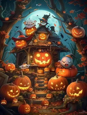 Jigsaw Puzzles 1000 Pieces Halloween Nightmare Jack-o'-Lantern Pumpkin Party Letter on Back No Dust, Home Decor Birthday Party Gift Toy for Men Women 29.5'' x 19.6''