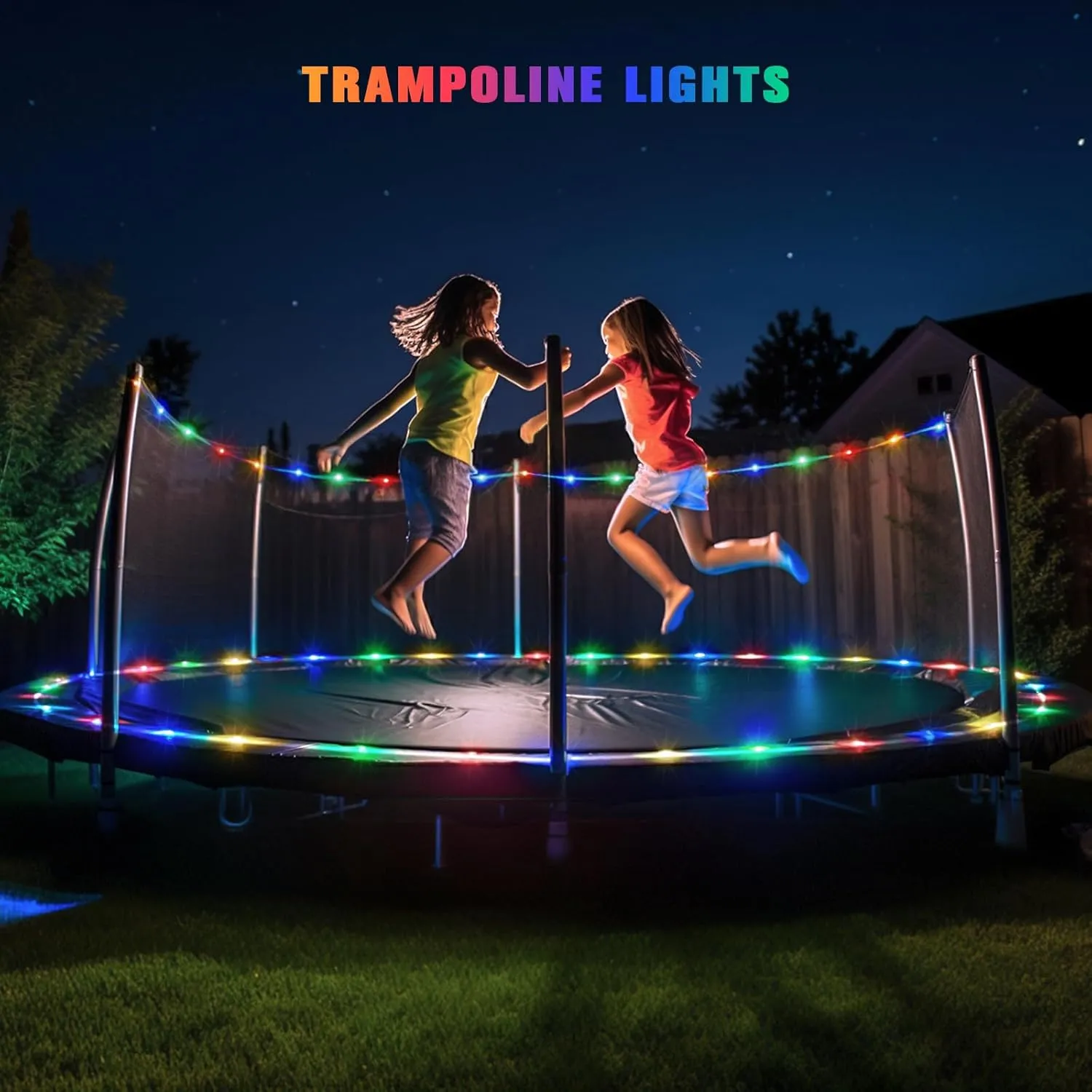 JMEXSUSS 2 * 200 LED Solar Rope Lights, 66ft IP 65 Waterproof Camping Light Outdoor, 8 Modes Trampoline Accessories Solar Trampoline Lights for Camp Ladder Slide Tent (Multicolor)