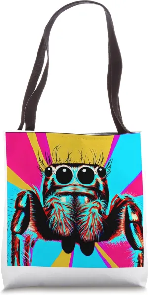 Jumping spider, jumping spider, andy warhole style, colorful Tote Bag