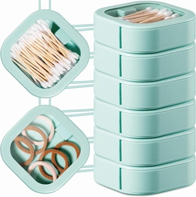 Kathfly 6 Pcs Hair Tie Container Dispenser Organizer Hair Tie Holder Travel Portable Bobby Pin Holder Cotton Swabs Dispenser Women Bathroom Storage Accessory(Green)