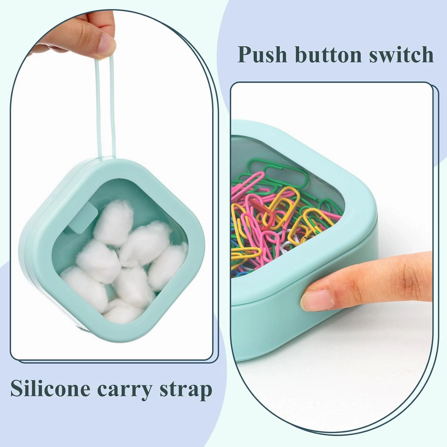 Kathfly 6 Pcs Hair Tie Container Dispenser Organizer Hair Tie Holder Travel Portable Bobby Pin Holder Cotton Swabs Dispenser Women Bathroom Storage Accessory(Green)